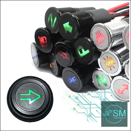 14mm GREEN TURN LED Dash Panel Warning Pilot Light Indicator Lamp Car 12V-36V V2