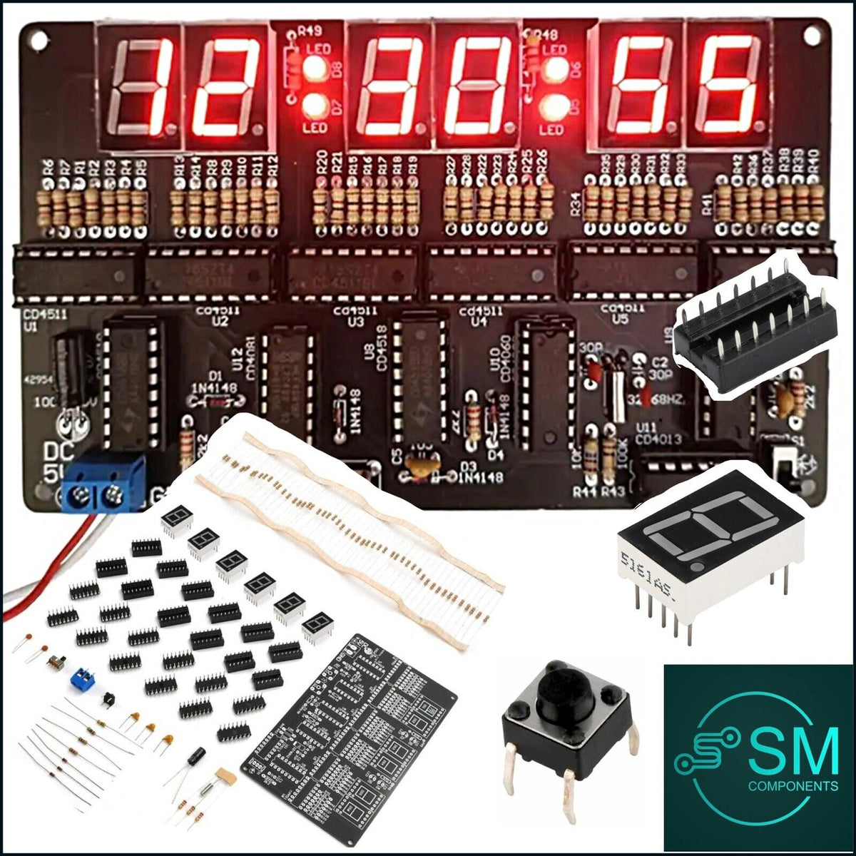 Embedded Clock Cd R Panel DIY Kit Electronic Digital Clock CD4013 Tube LED Display Beginners Tra ...