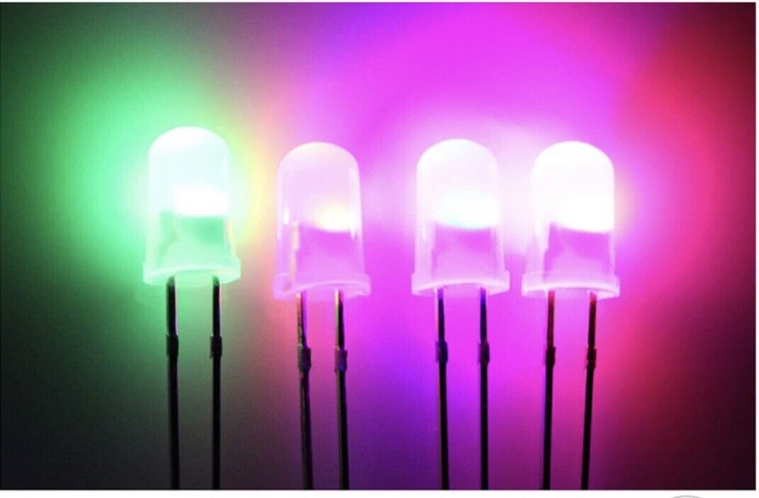 5mm LED Light Emitting Diode RGB SLOW flash 100pcs DIFFUSED Round Top ...