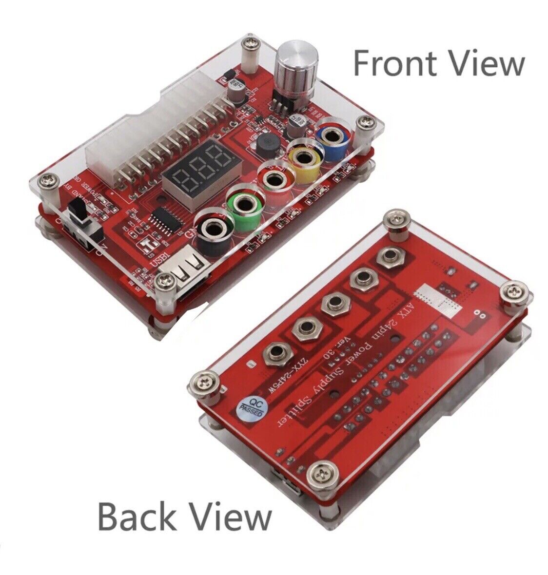 1PC 24 Pin ATX Breakout Power Supply Board Output 3.3V/5V/12V 1.8V-10.8V(ADJ)