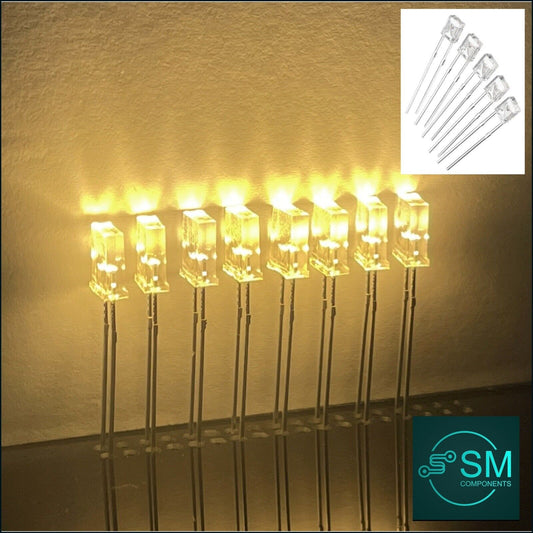 100pcs 2x3x4mm 234 Rectangular WARM WHITE Clear Resin Led Light Emitting Diode