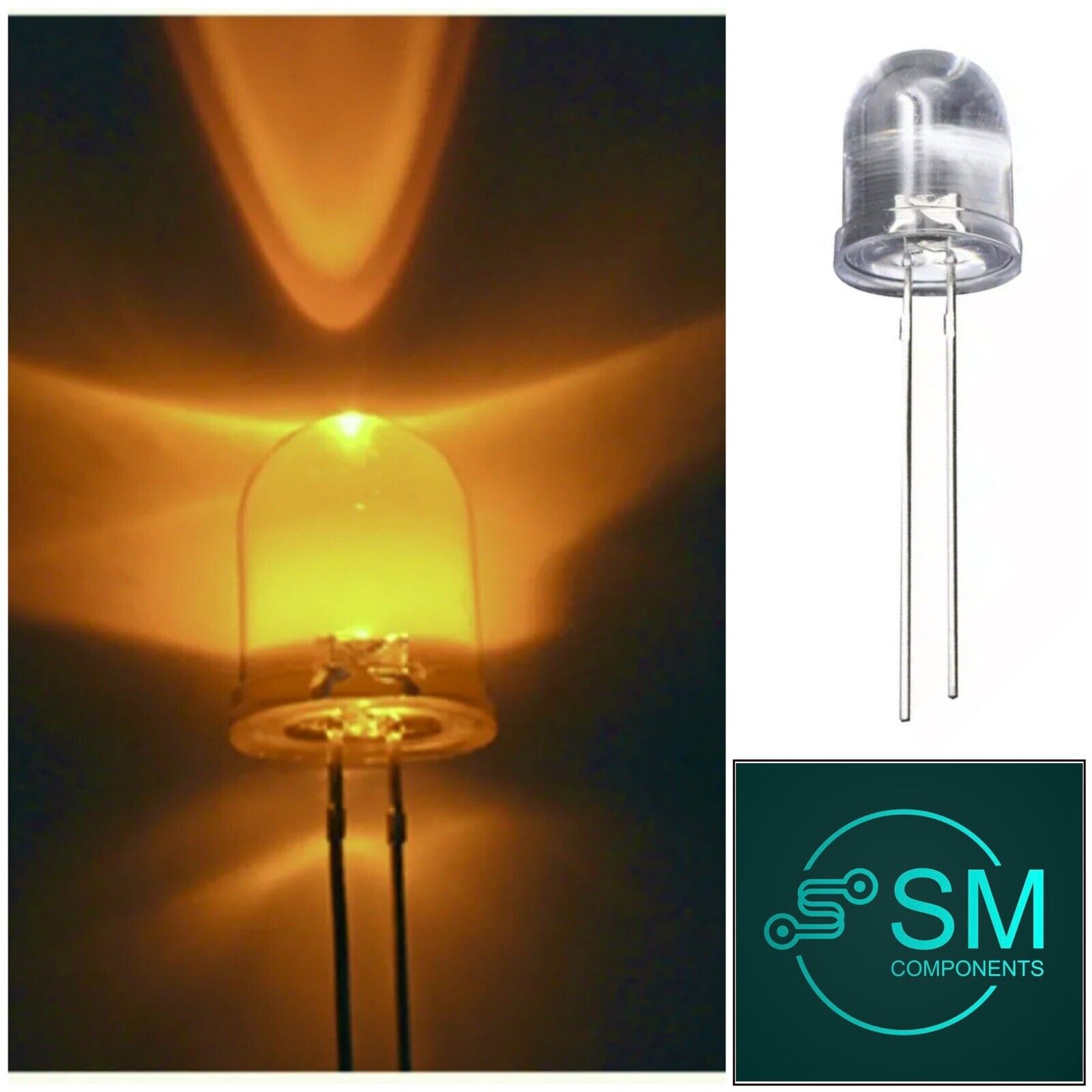 50pcs 10mm F10 Yellow Clear Round LED Light Emitting Diode Bright LED ...