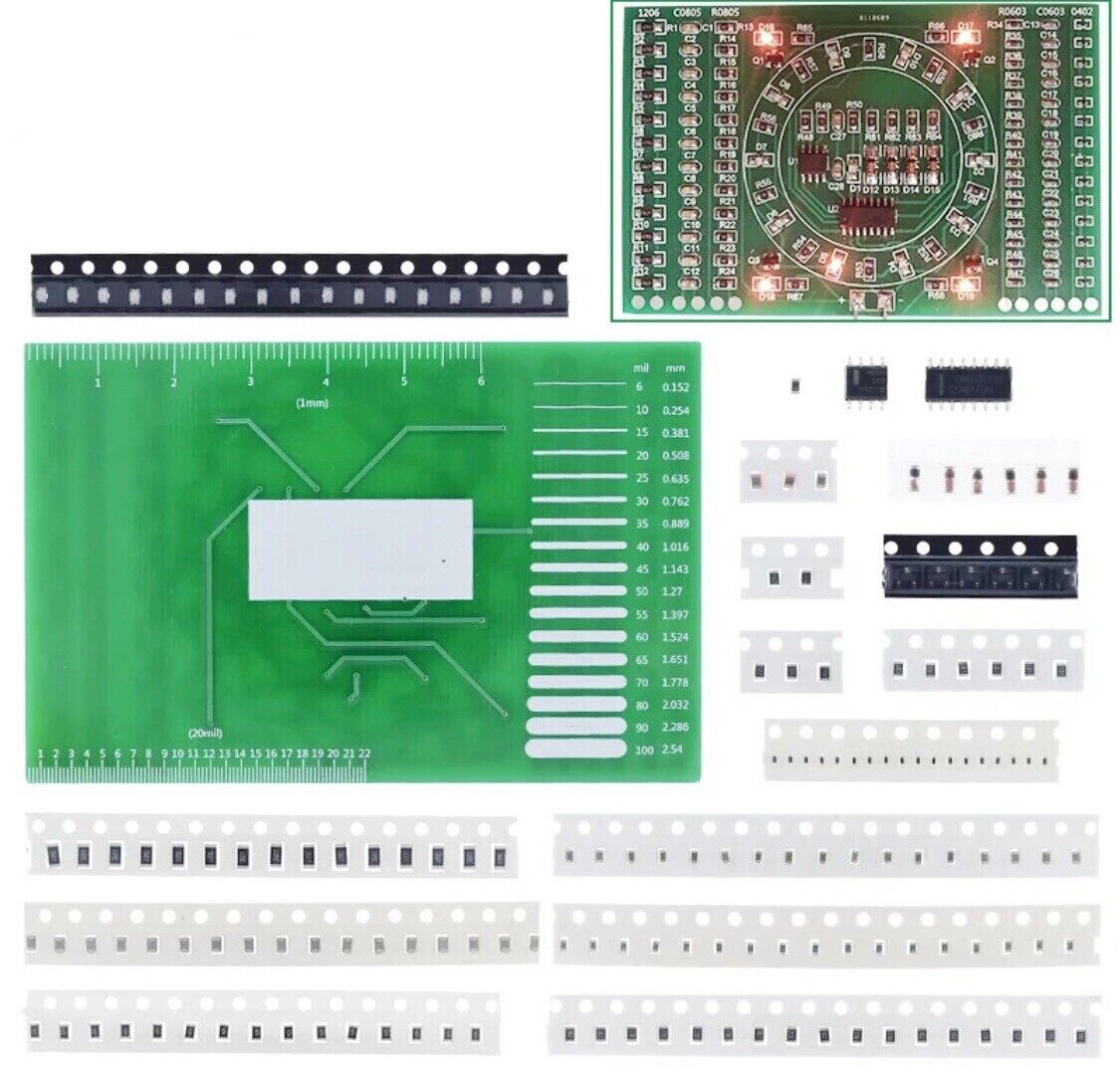 Soldering Practice SMD (GREEN) CD4017 NE555 Rotating LEDS DIY Kit Electronic PCB