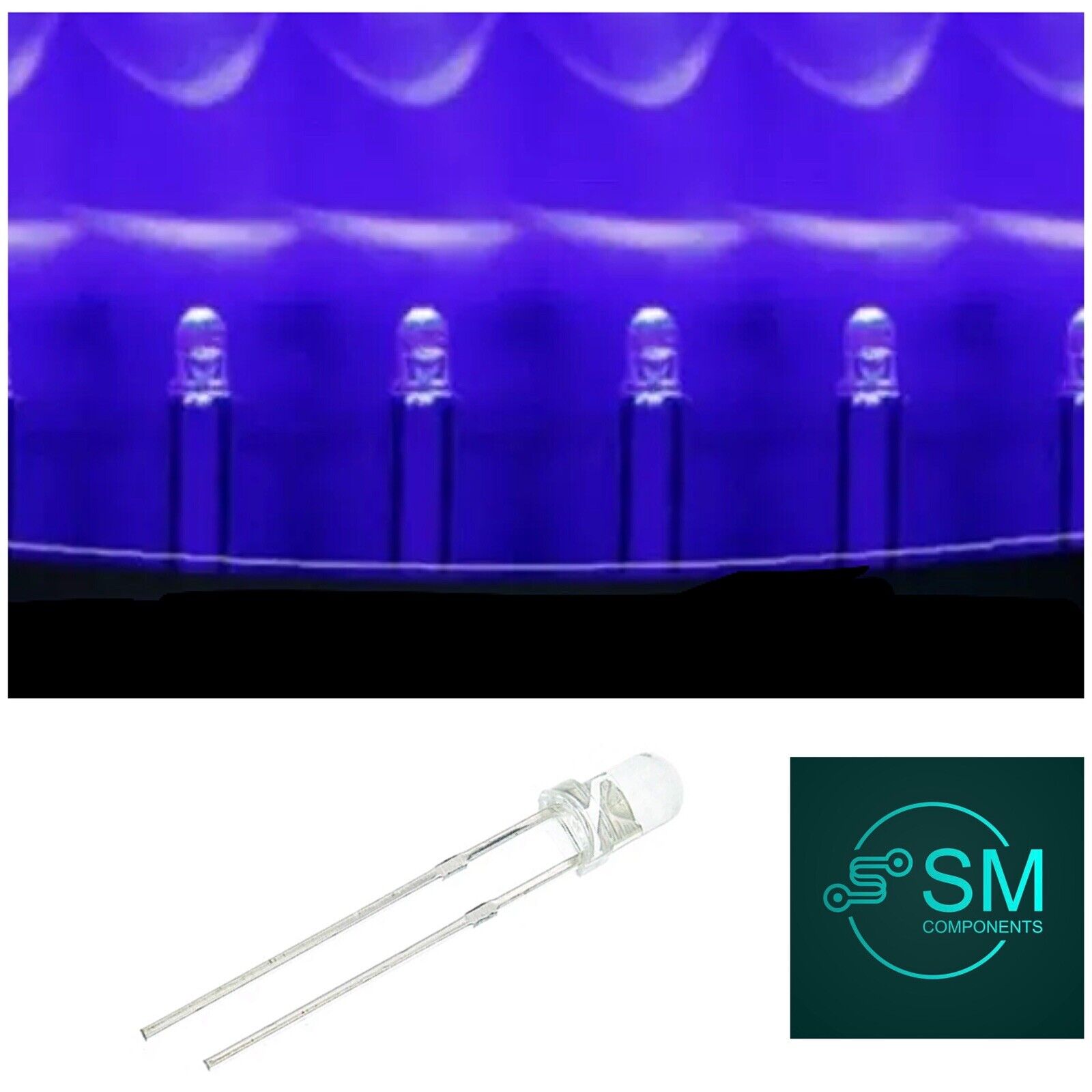 Violet Bio Led 3mm UV Ultra Violet 100pc Led Light Emitting Diode Purple Clear Round ...