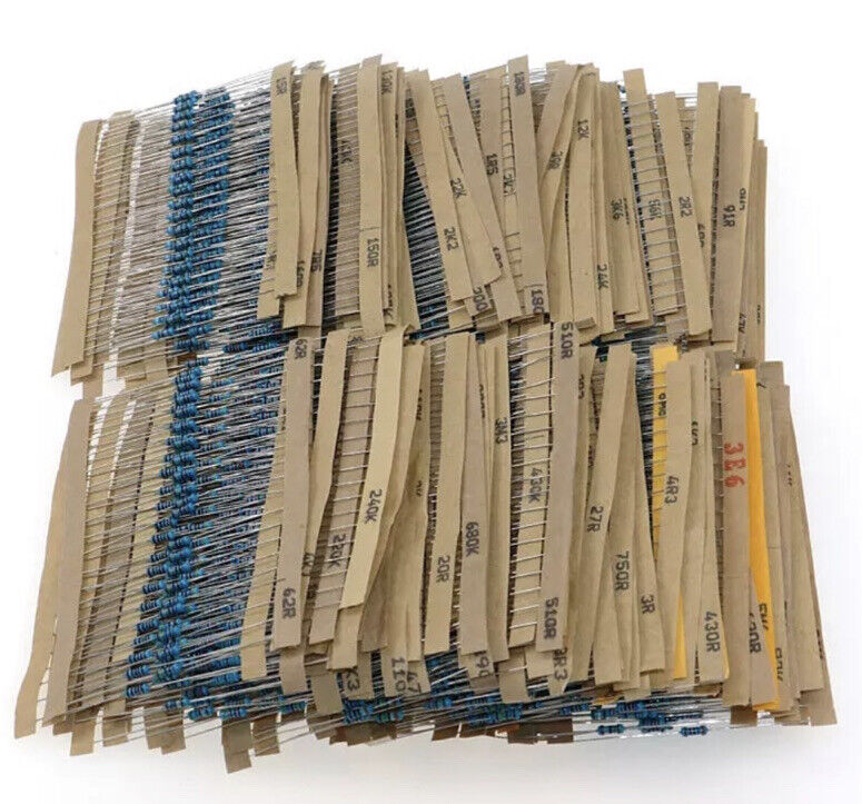 1/4W Metal Film Resistors 156 Values 1Ω -10MΩ 1/4W (0.25) 3120pcs Assortment Kit