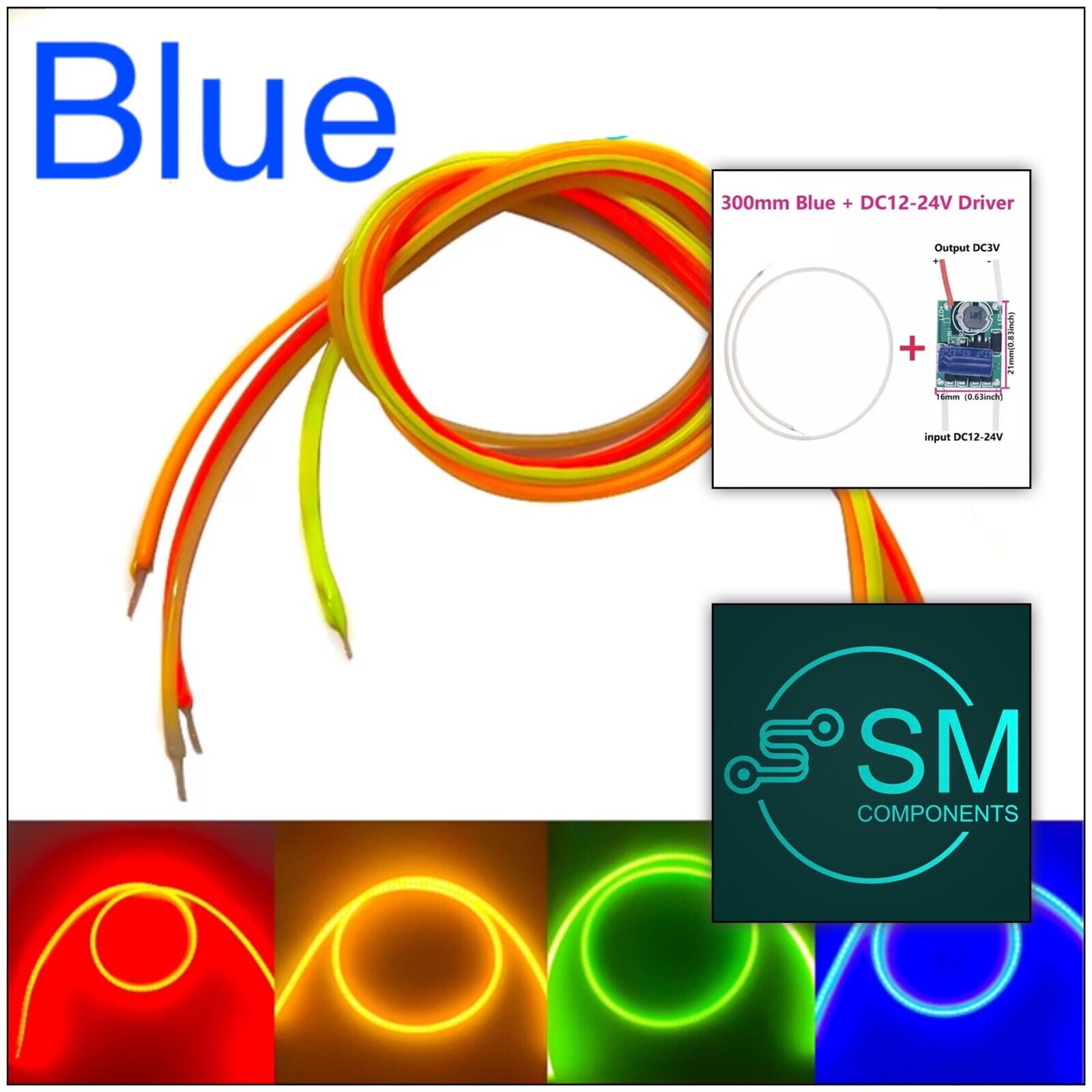 Led Filament Only 1PC BLUE LED Filament 300mm + 2-24VDC ~ 3V 80-100mA Constant Current L ...
