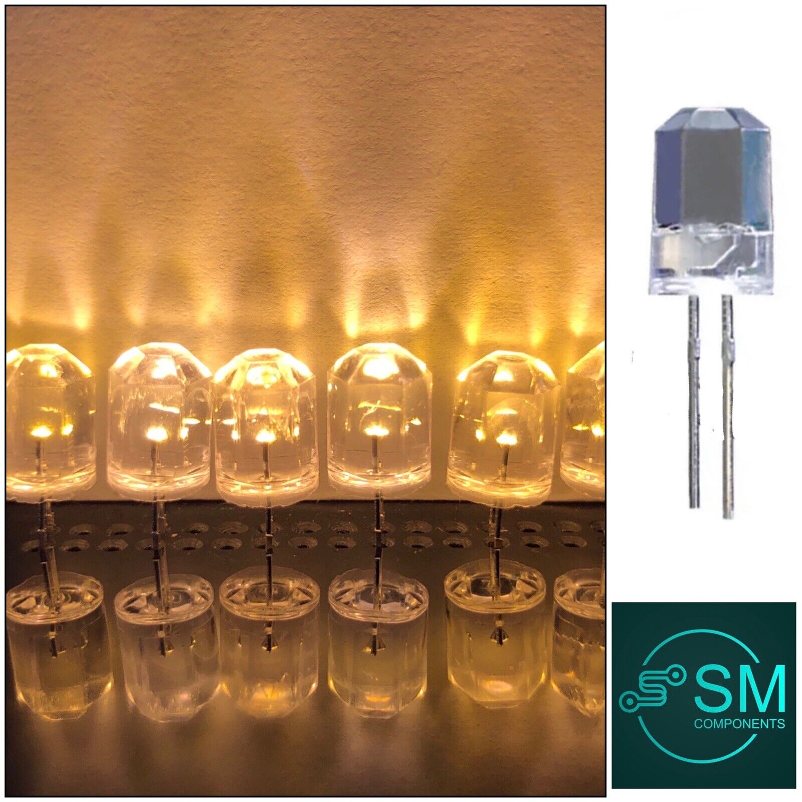 100PC 8mm DIP Clear HEXAGONAL WARM WHITE Led Light Emitting Diode DIY ...