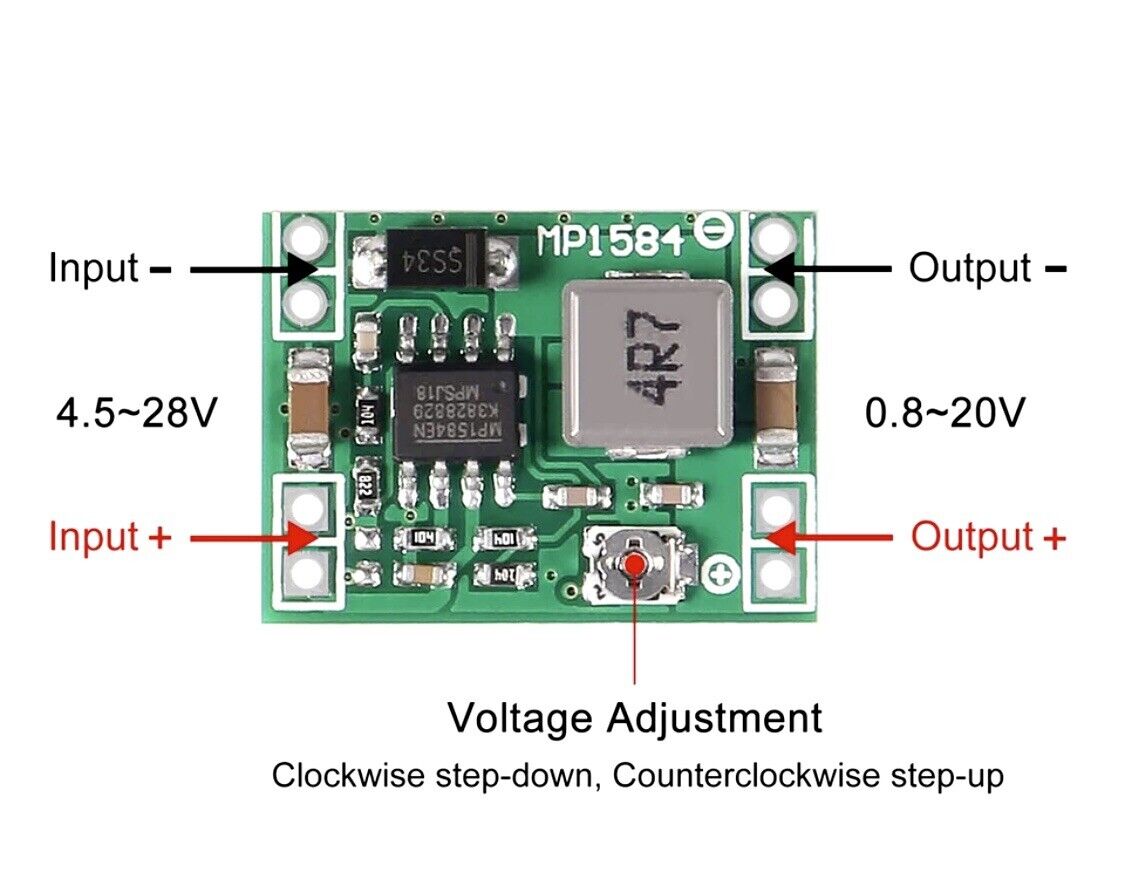 MP1584EN 4.5-28V to 0.8-18V 3A DC-DC Adjustable Converter Step Down Module DIY