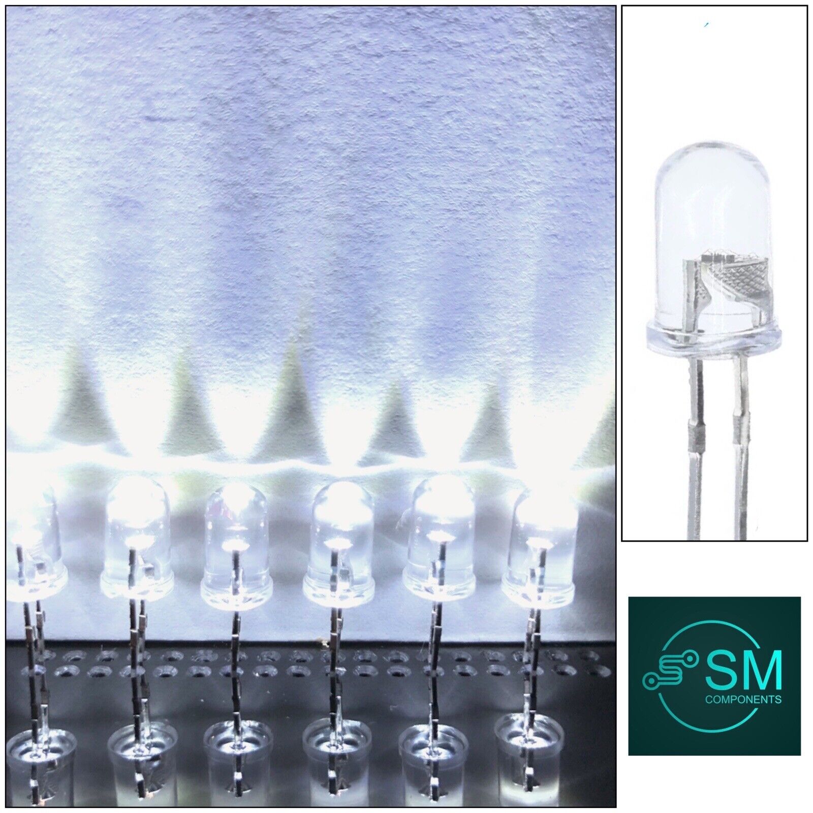 100pcs 5mm Flashing Blinking White LED Light Emitting Diodes 1.5hz On ...