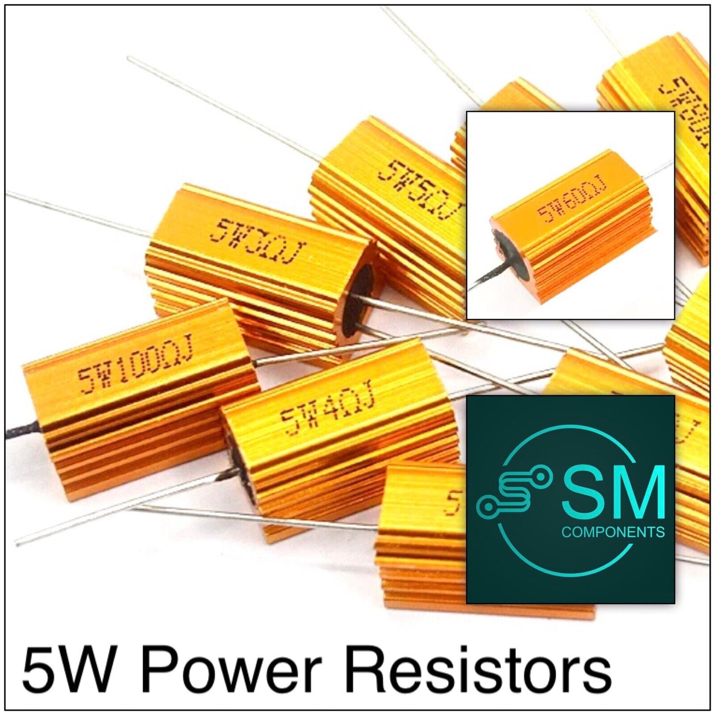 1PC Aluminium Case RX24 Resistor 5W 0.1-50K Ω Wirewound Power Resistor DIY Amps