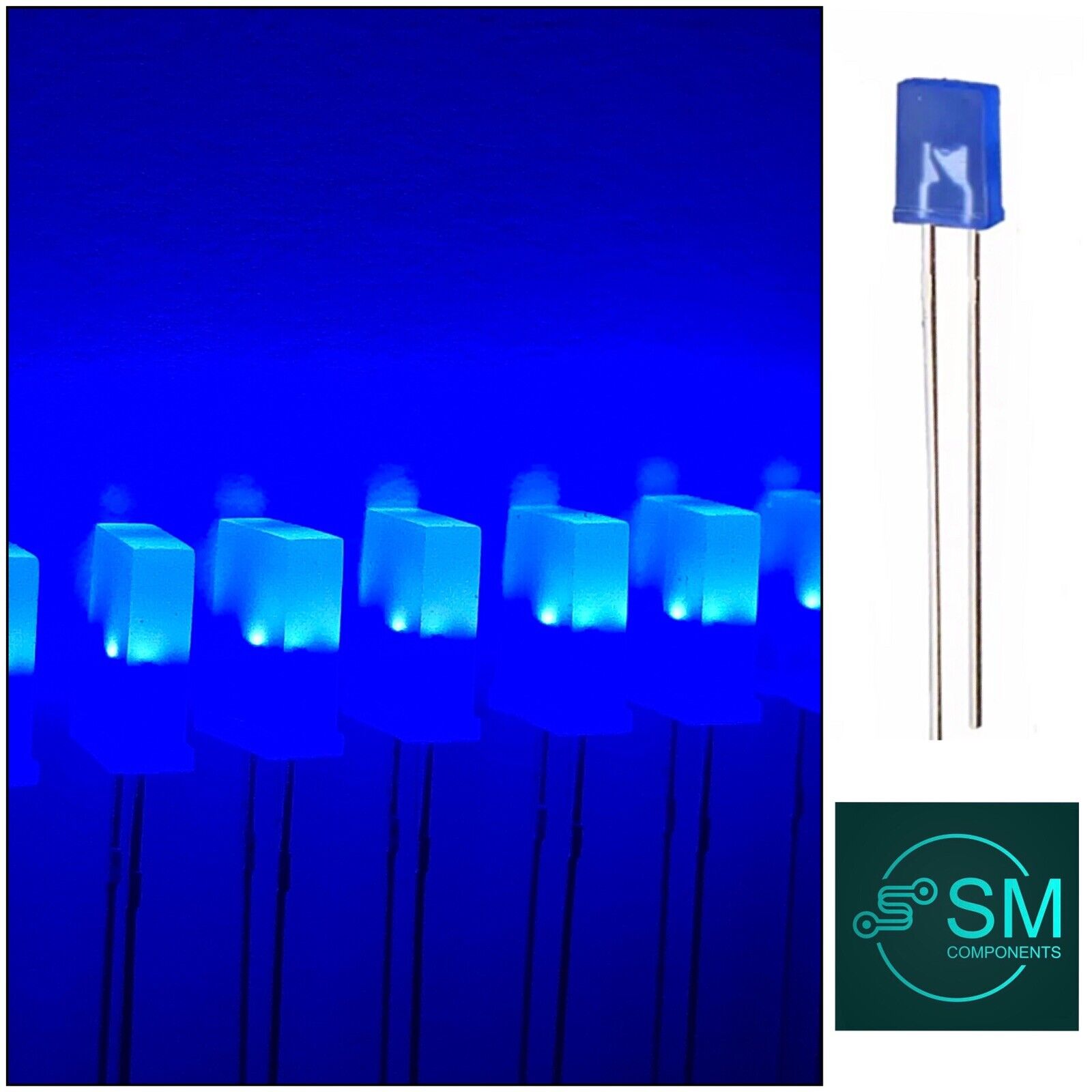 Blue Rectangular Led 100pcs BLUE 2x5x7mm Diffused BLUE Resin Rectangle Led Light Emitting D ...