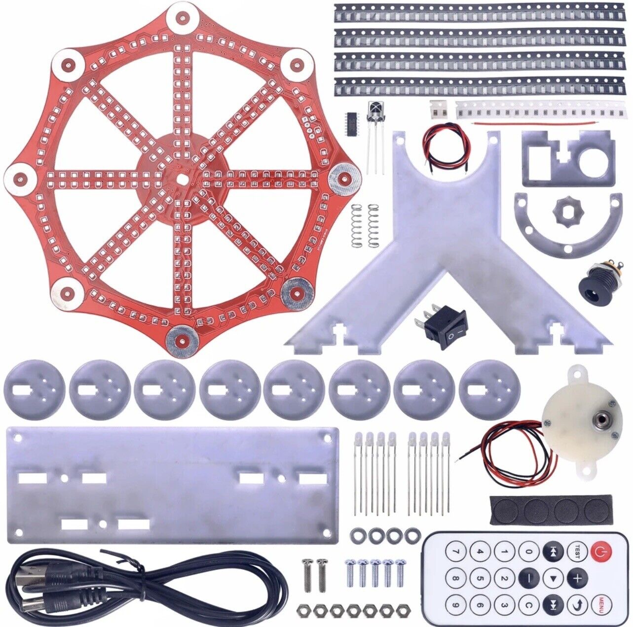 DIY Rotating Ferris Wheel KIT Colourful LED Lights SMD Practice Includes Motor