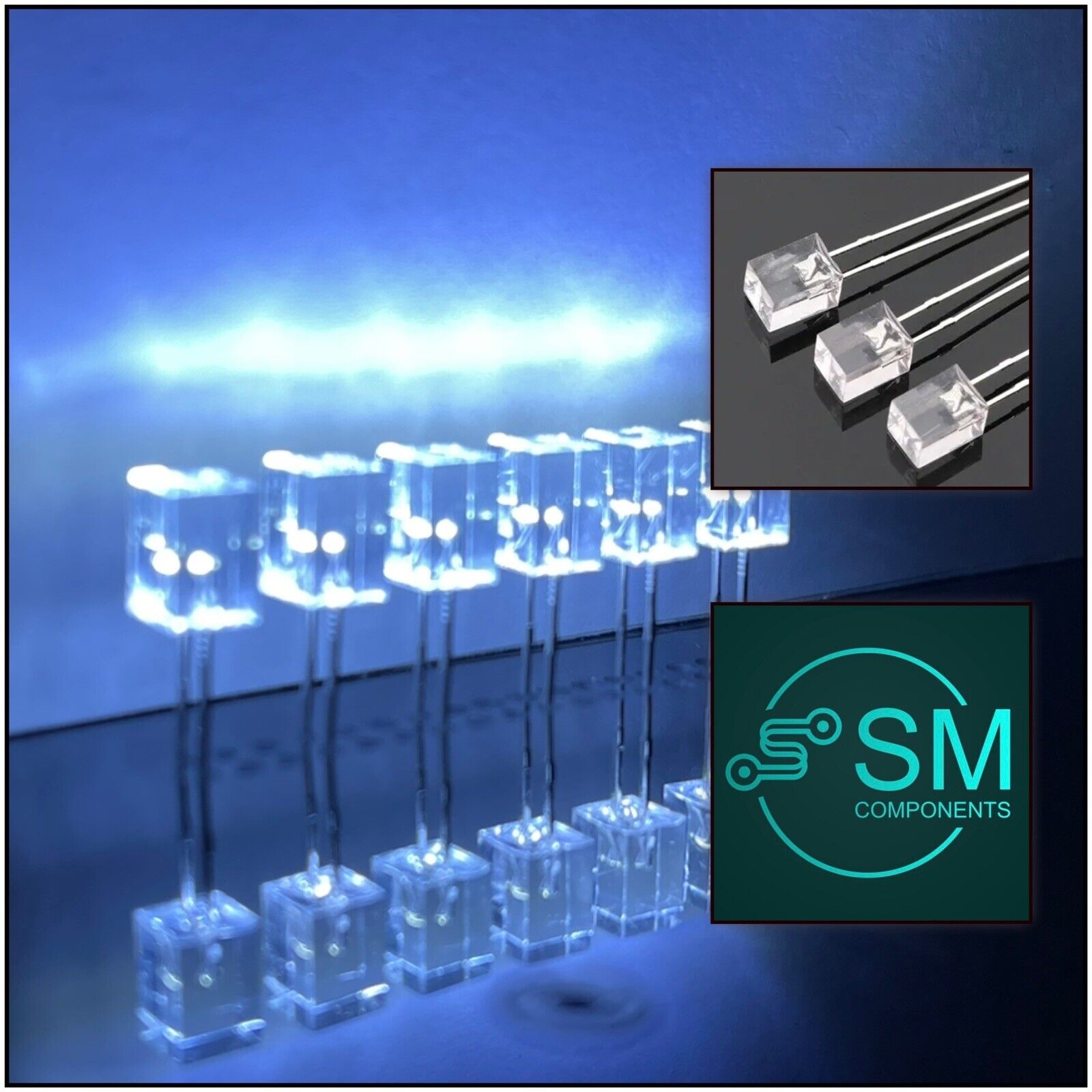 100pcs 5x5x7mm LEDS Clear Resin Square COOL WHITE Led Light Emitting D ...