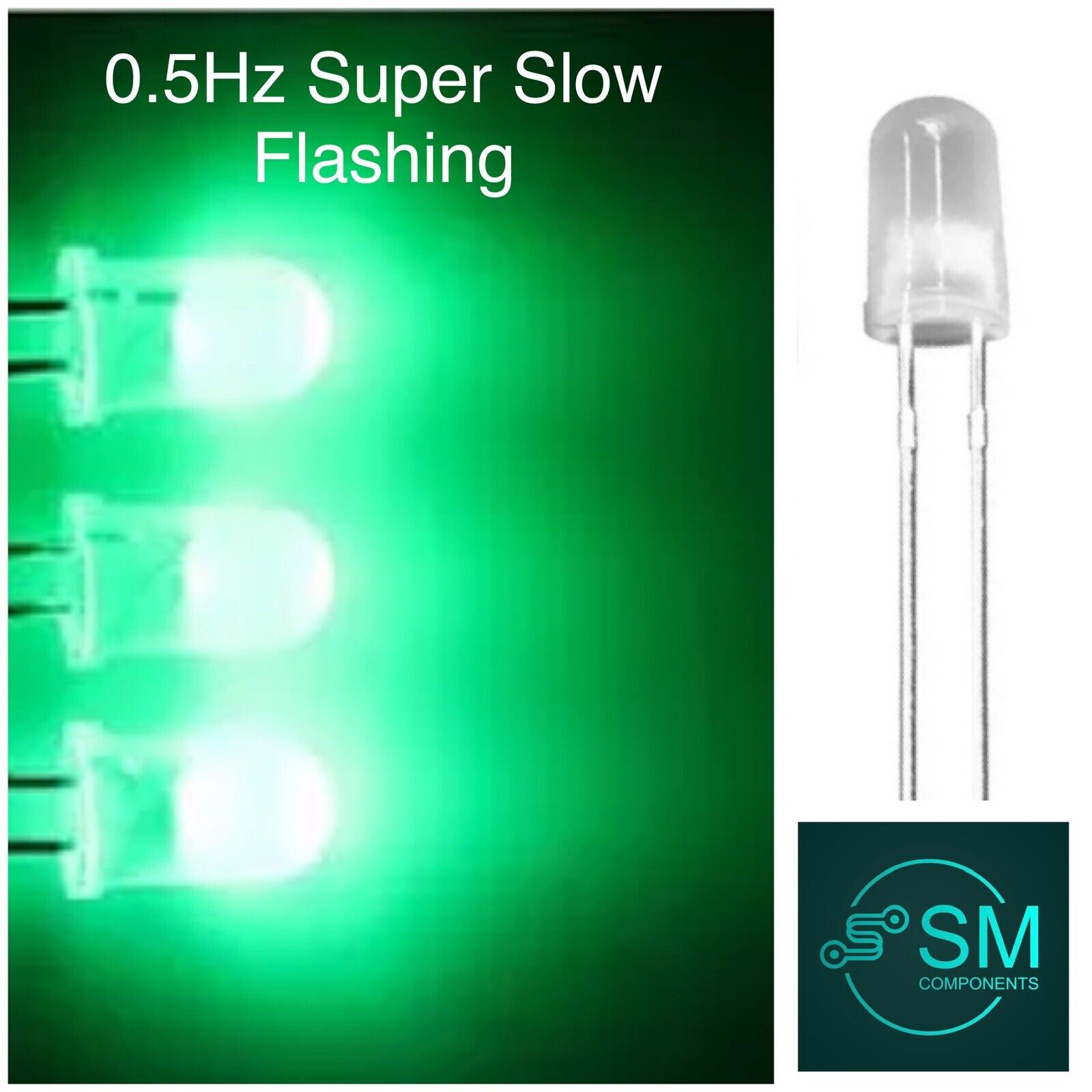 Green Led Diffused 100pcs 5mm Flashing LED Blinking GREEN Diffused Light Emitting Diode R ...