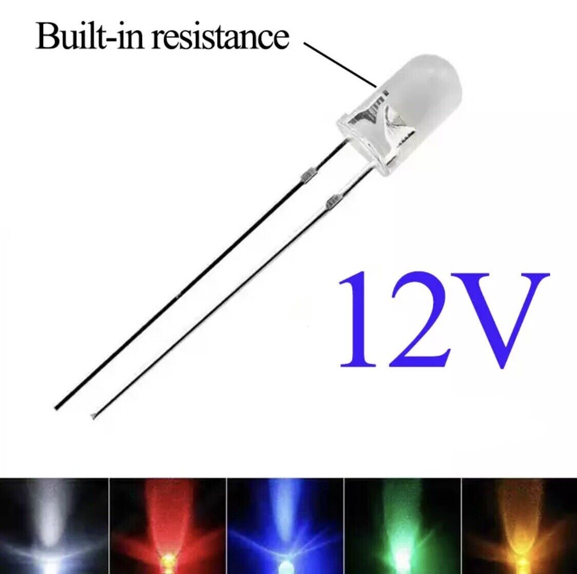 100PCS 5mm RED LEDS 4-12 VDC Light Emitting Diode Round Clear NO RESIS ...