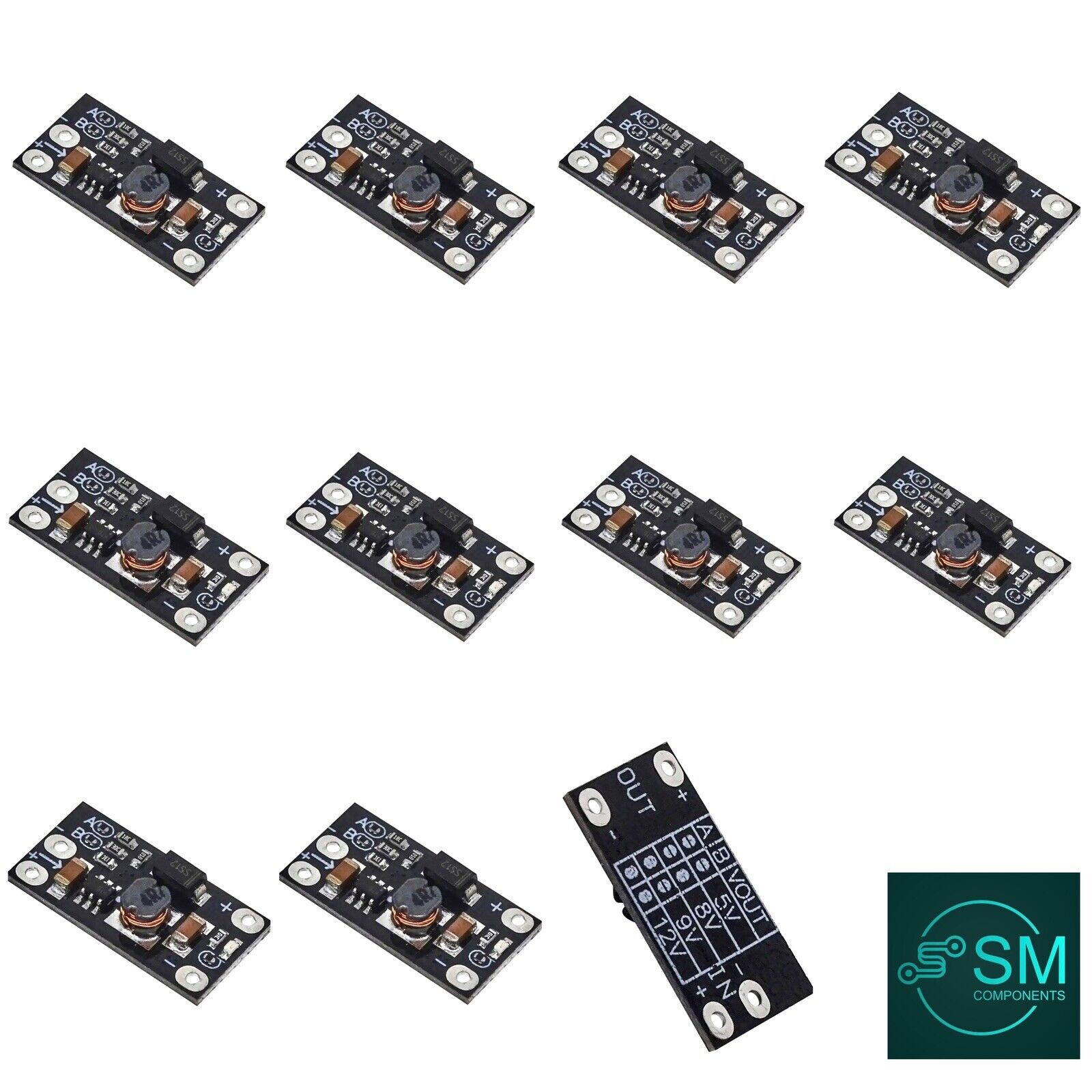 10pcs Mini Boost Module Step Up Board 2.5-5.5V to 5V/8V/9V/12V 1A LED ...
