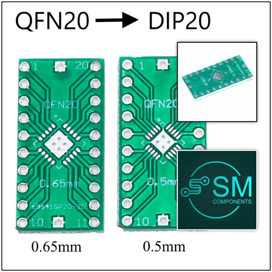 5PCS QFN20 to DIP20 QFN 0.5/0.65mm QFP-20 QFP20 LFCSP20 Adapter to DIP Transfer