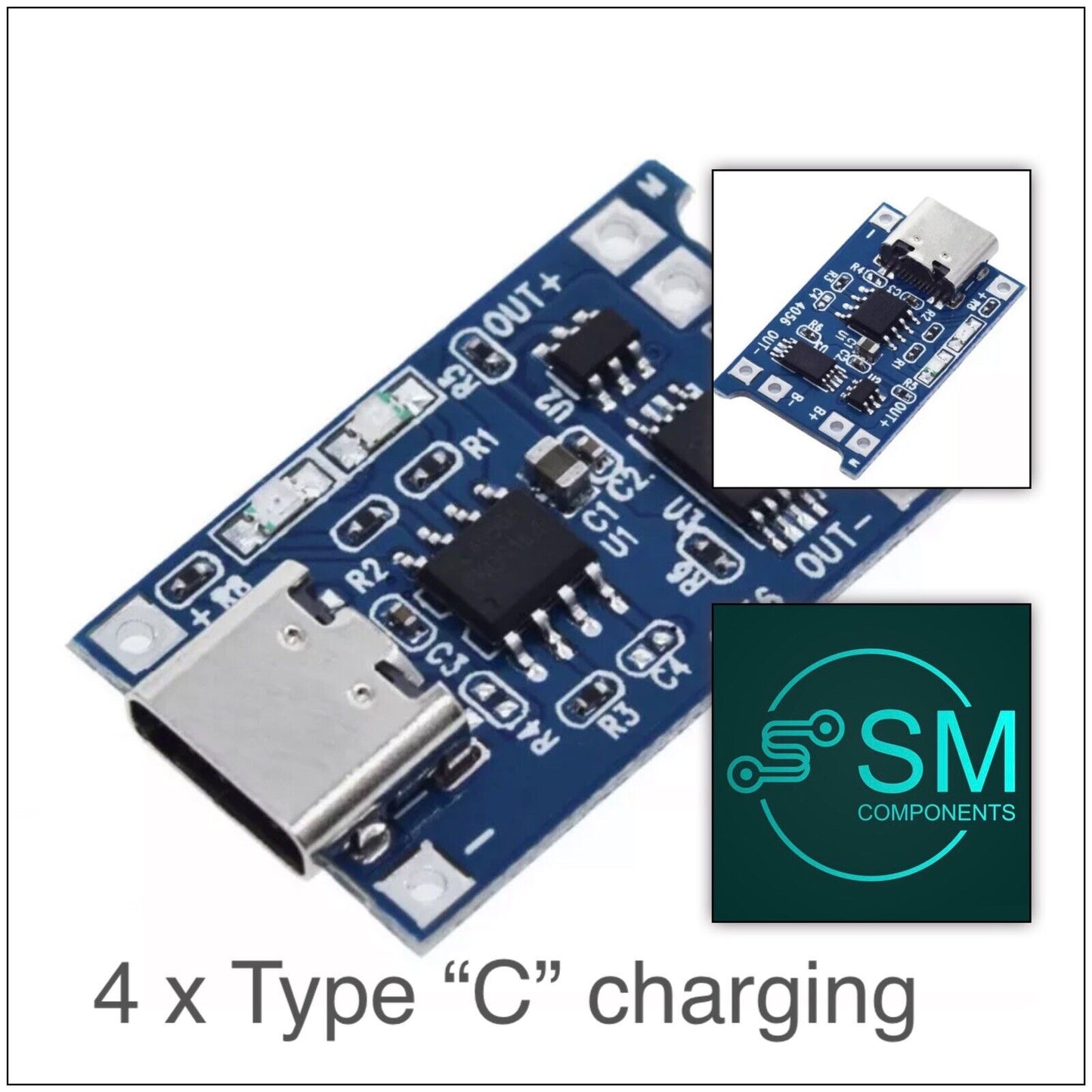 4PCS TP4056 with Battery protection LIPO Charger Module Board TYPE C -USB Kit