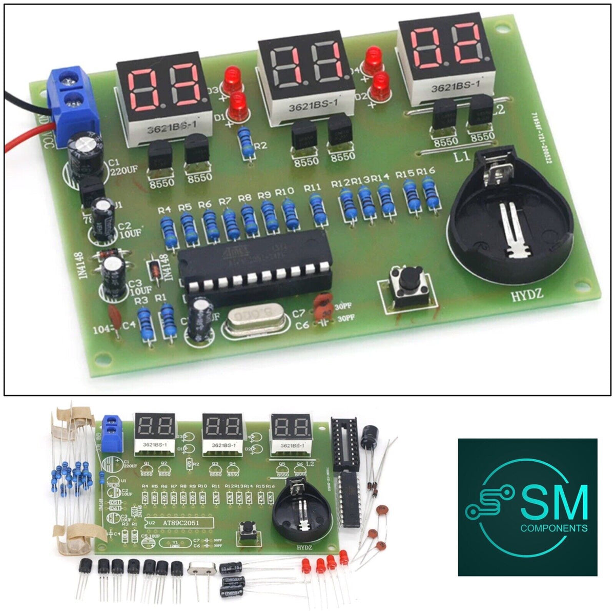 Alarm Clock Module DIY Kit Electronic Digital Clock AT89C2051 Tube LED Display Beginners ...