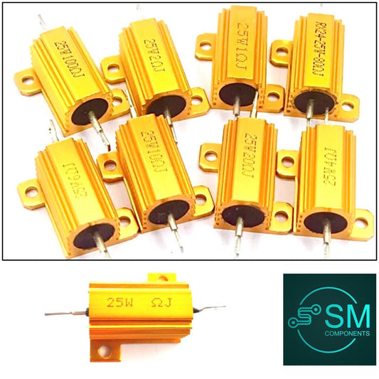 1 X 25 Watt Power Resistor Aluminium Shell Case Wire Wound Resistor 0.1R-50KR