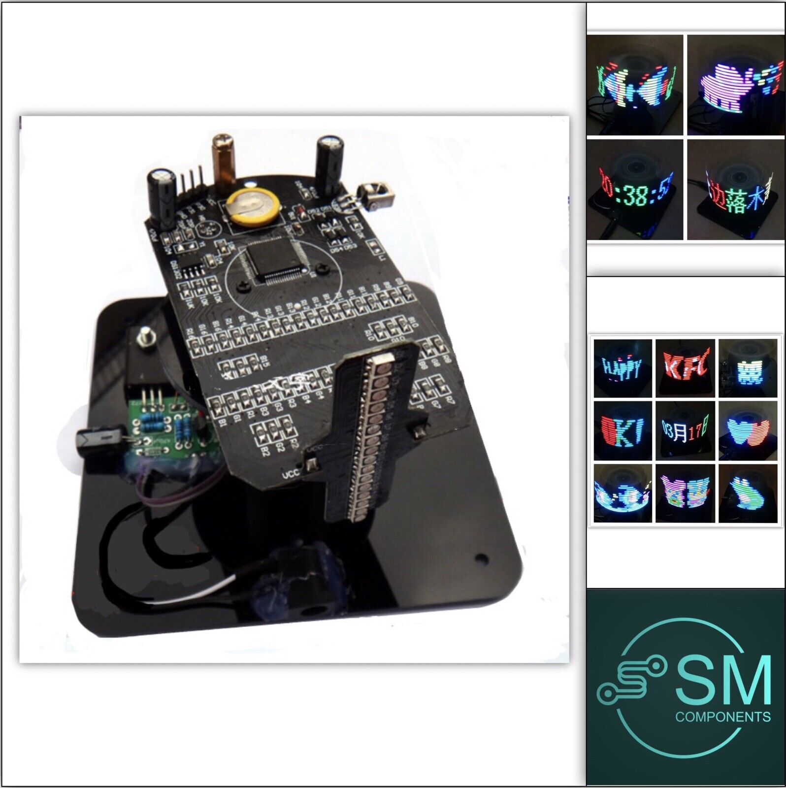 Assembled Finished RGB Electronic Rotating 16 RGB SMD LED Disc Kit POV ...