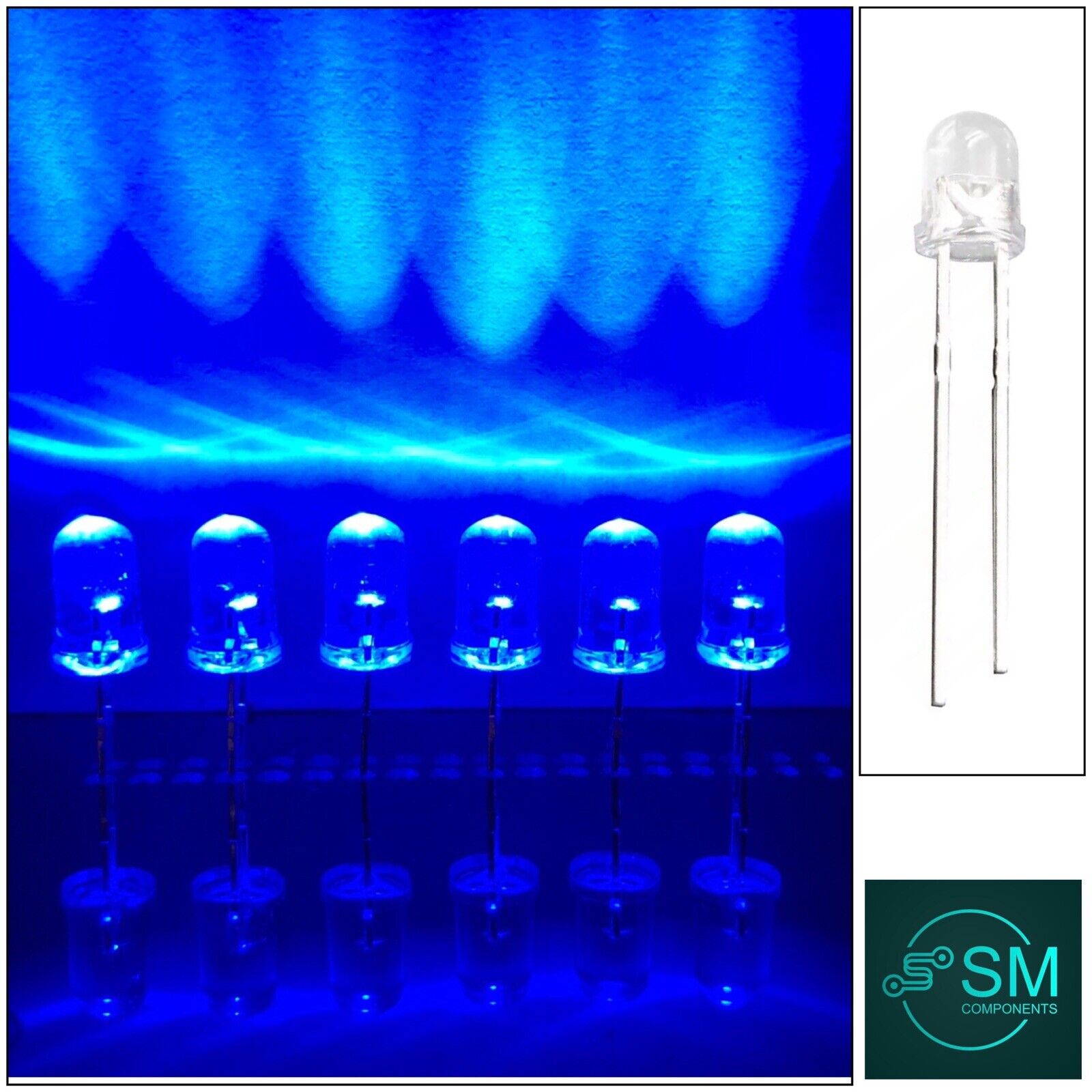 4MM BLUE LED Light Emitting DIY Led Diode Clear Round Head LED, WITH E ...