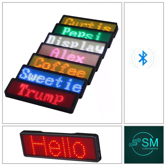 Rechargeable Red LED Scrolling Name Badge Tag Message Scrolling Blue Tooth Badge