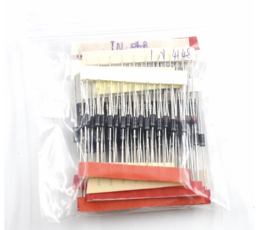 100PC Rectifier Diodes 8 Values 1N4148 1N4007 1N5819 1N5399 1N5408 1N5822 FR107