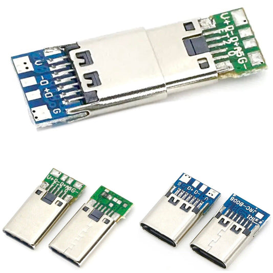 2 Sets 4pc USB Type C M/F Plug Connector + Socket Board DIY Project 10-14 Pin