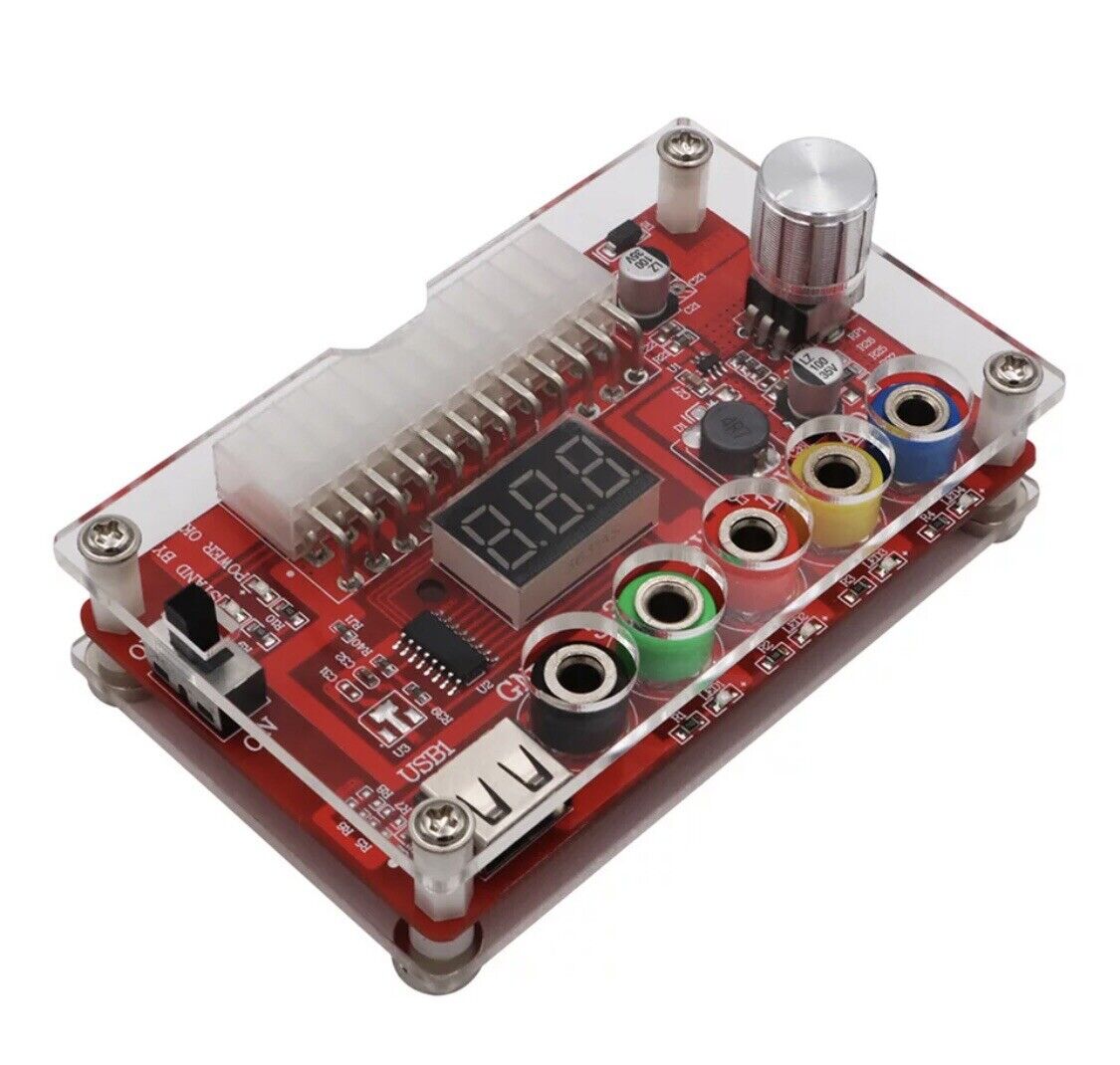 1PC 24 Pin ATX Breakout Power Supply Board Output 3.3V/5V/12V 1.8V-10.8V(ADJ)