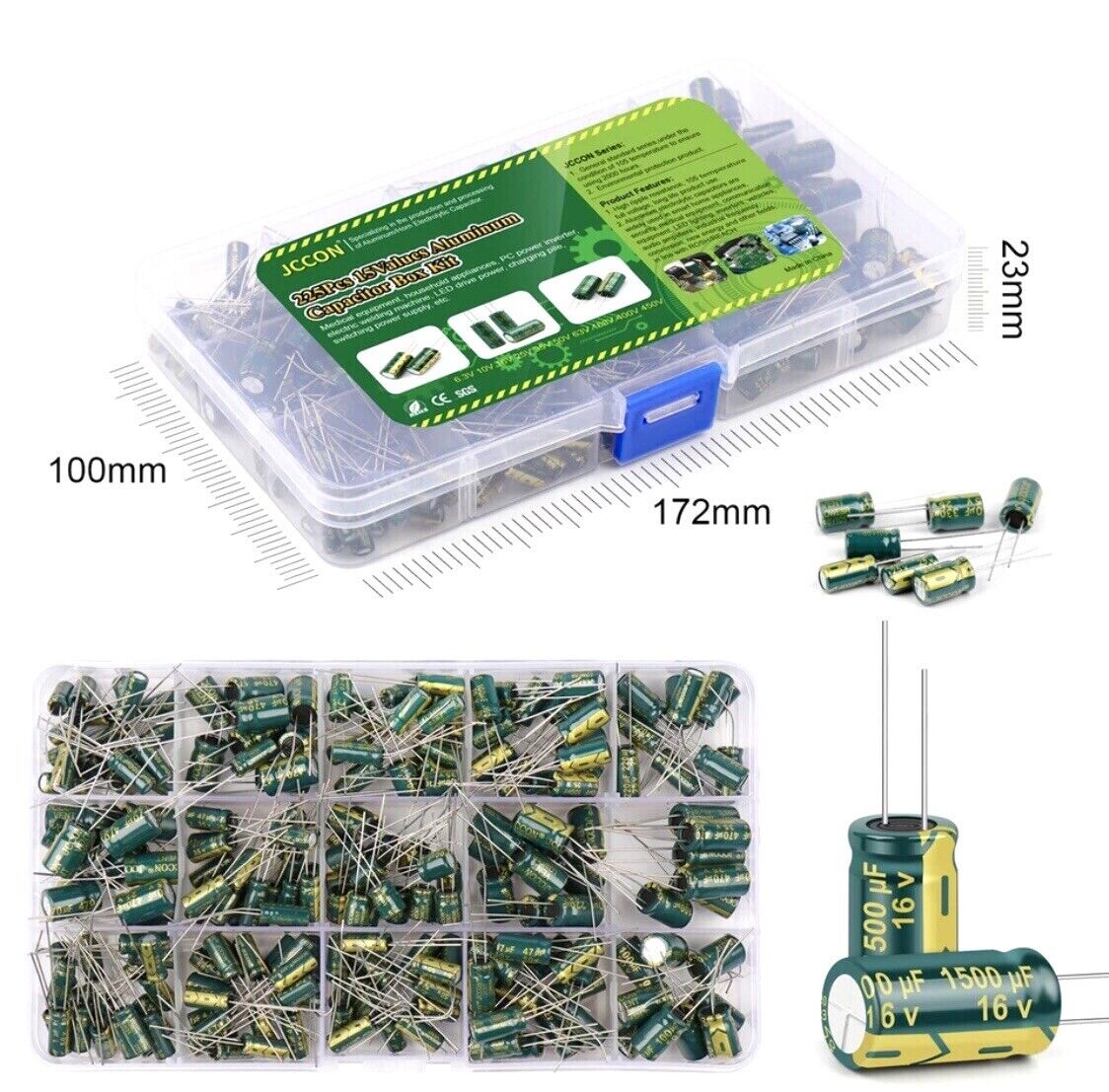 225PCS High Frequency LOW ESR Electrolytic Capacitor’s 1uF-470uF 105°C 16V-50V