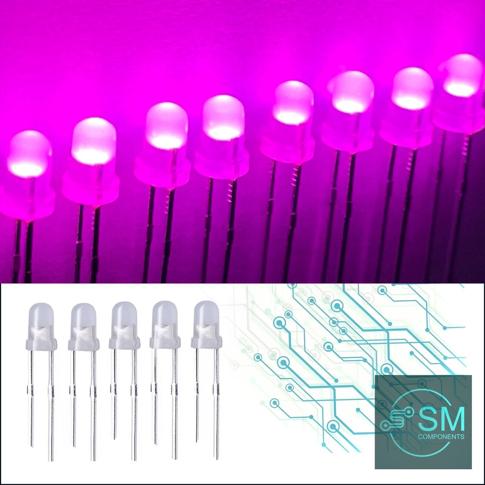100PCS 3mm F3 PINK Led Light Emitting Diode DIFFUSED Top Round Head Lo ...