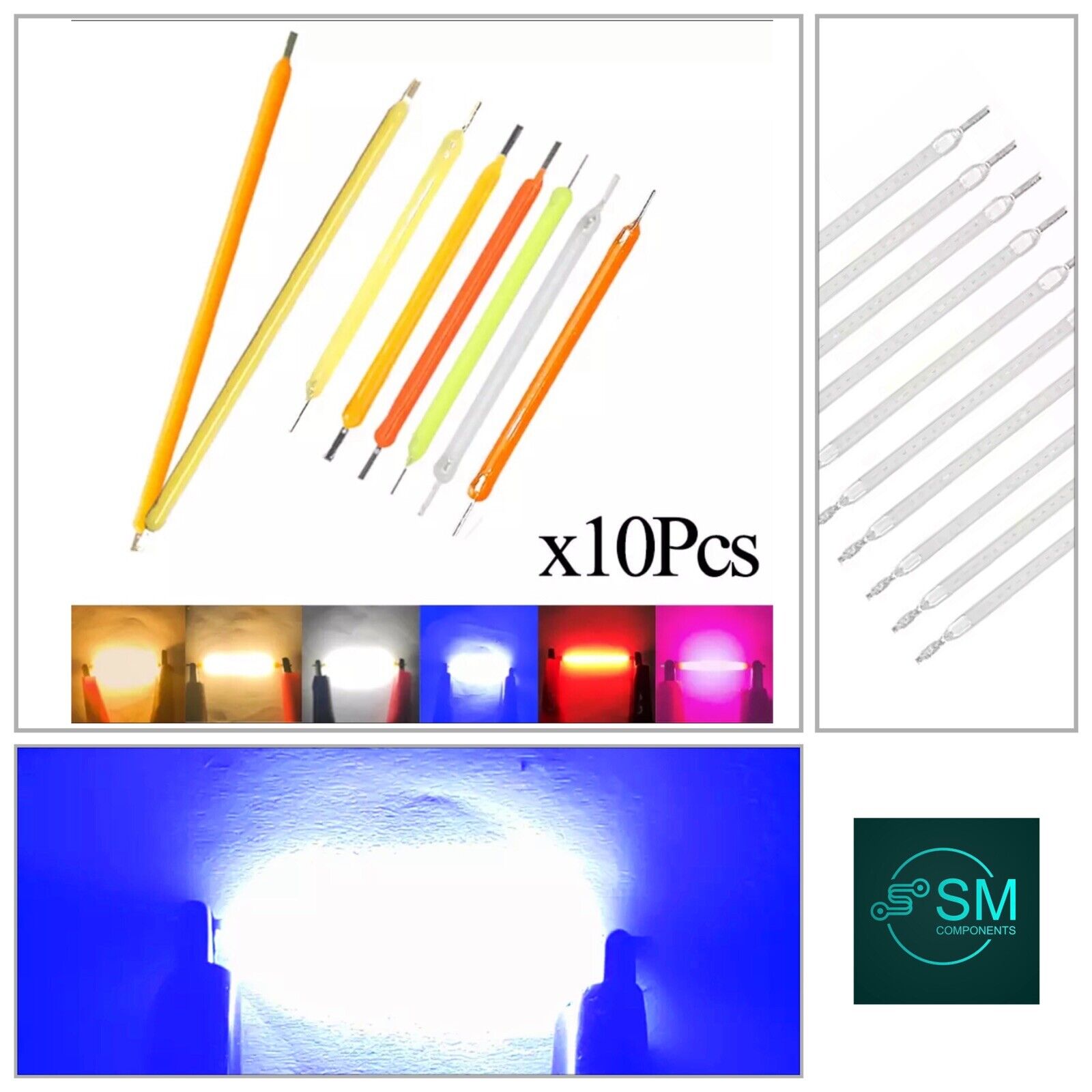 Led 3v Bat 10Pcs DC 3V 100mA LED 40mm BLUE Silicone Filament Led Light Emitting D ...