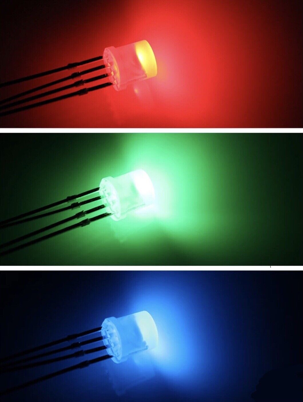 100pcs 5mm LED 4pin RGB Red Green Blue Diffused Flat Top Tricolour Common Anode