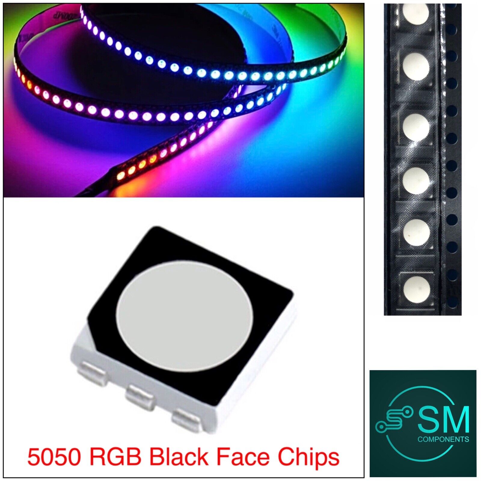 100PCS 5050 RGB LED SMD/SMT Individual LED Chip light Emitting Diodes ...