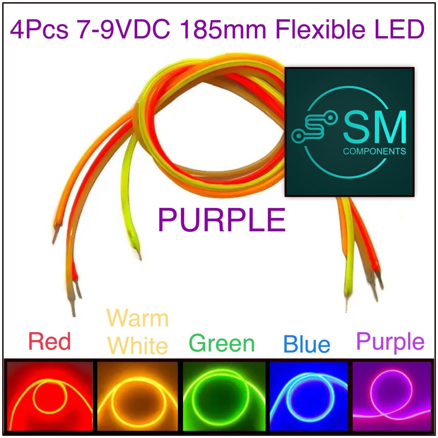 4pcs DC3V LED Flexible Silicone Filament LED 185mm PURPLE Light Emitting Diode
