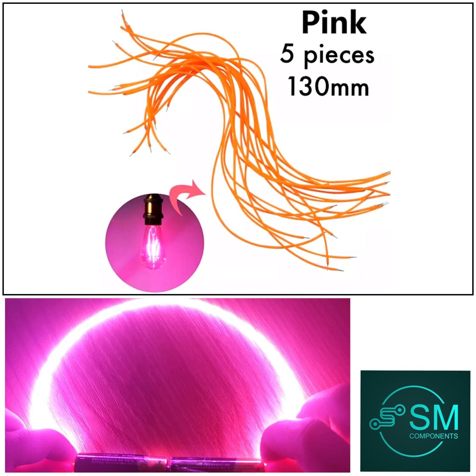 5PCS DC3V 130mm PINK Light Emitting Diode Super Flexible Silicone Fila ...