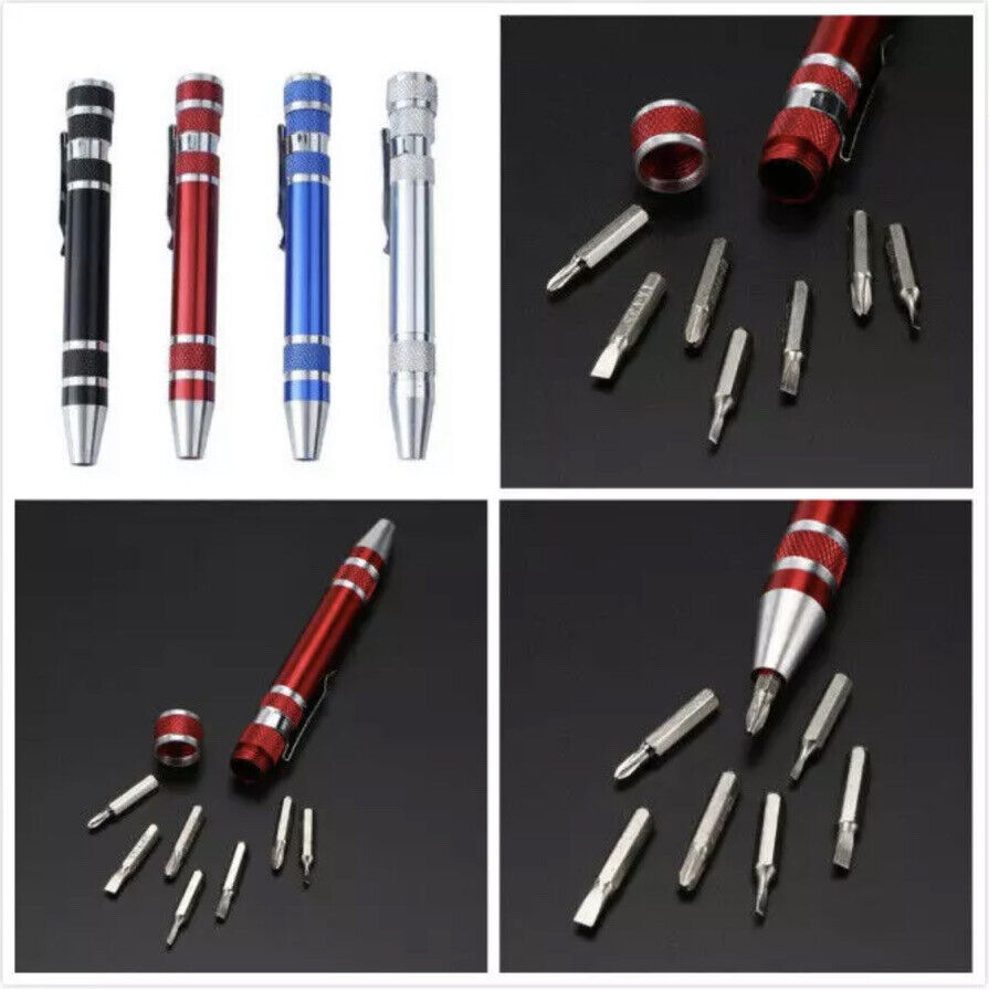 8 in 1 Screwdriver Pen RED Alloy Screw Screwdriver Repair Multifunction Tools