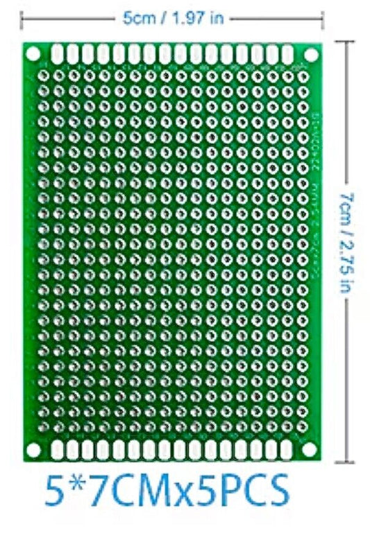 5PCS FR4 70x50 Double Side Arduino Prototype Universal PCB Board Soldering GREEN