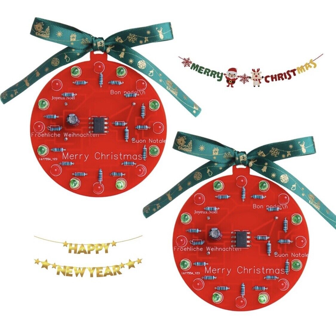 DIY Xmas Bauble Flashing LED Kit Electronic Solder Christmas Hanging Ornament