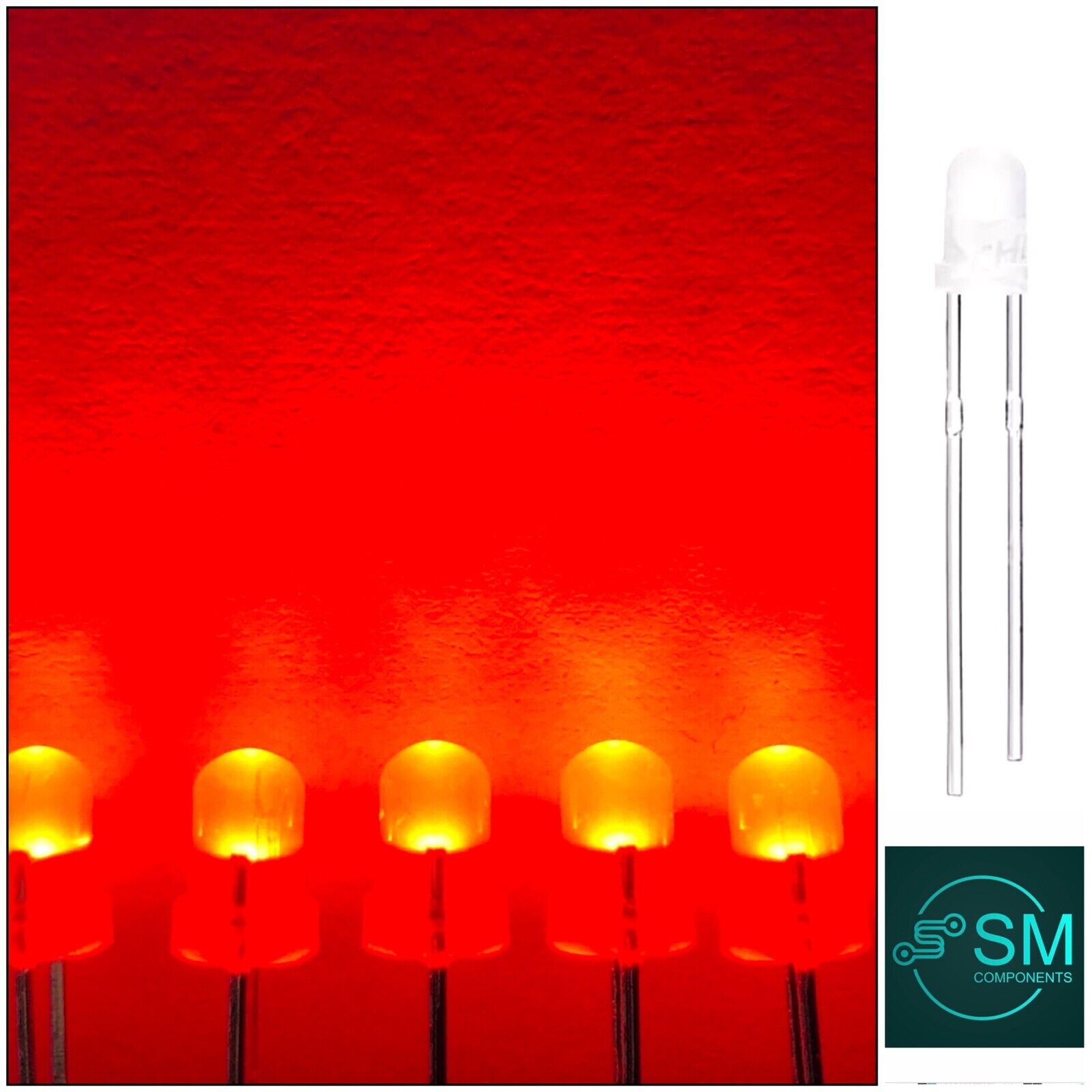 100pc 3mm RED Diffused Round Top With Edge LED Diy Light Emitting Diod ...