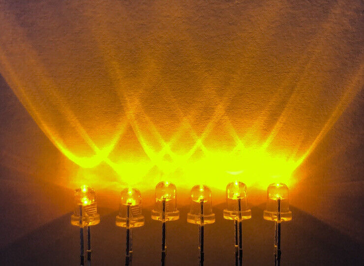 thumbnail image 2 of 3mm YELLOW Led Light Emitting Diode Clear Round Top With Edge 100pcs 2 of 10