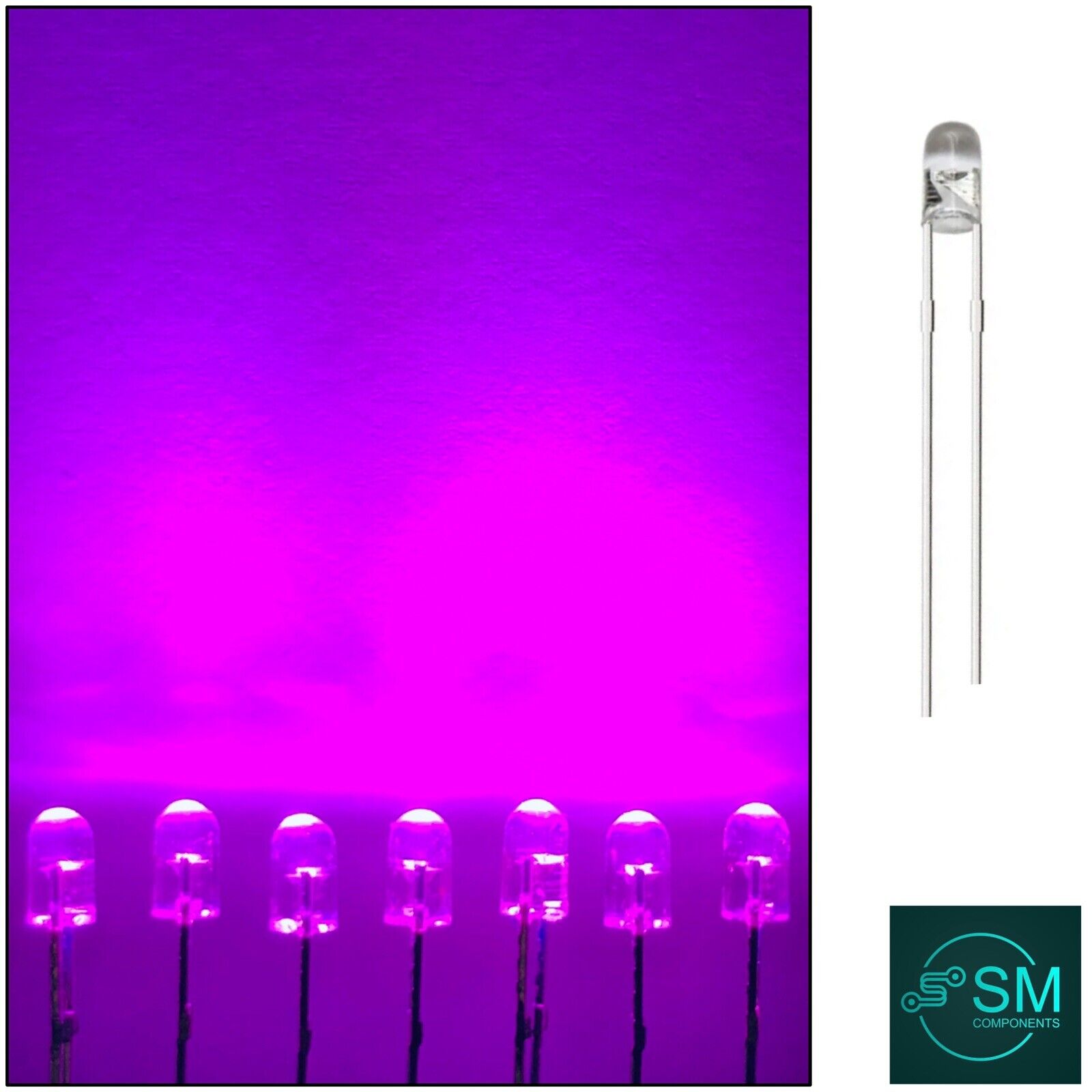 3mm Purple Led Light Emitting Diode 100pcs Clear Round Top (Purple Mag ...