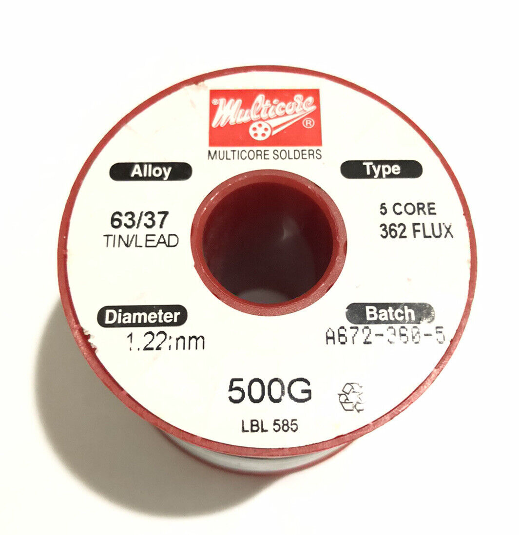 Multicore 63/37 Tin/Lead Solder 362 Flux 5 Cored Solder Wire, 1.22mm  500gms