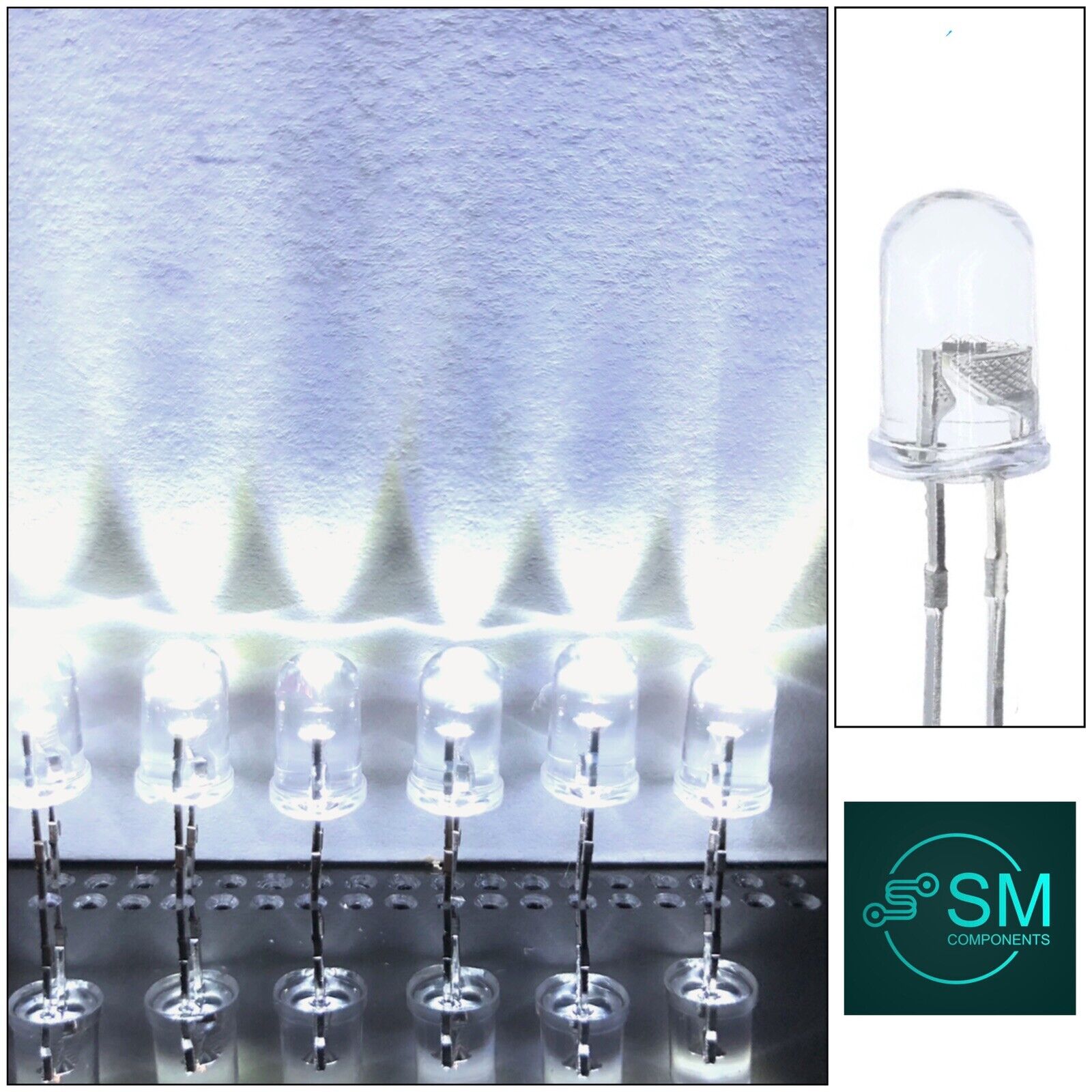 5mm Cool White Led Light Emitting Diode Round Top 100pcs Led Clear Top ...