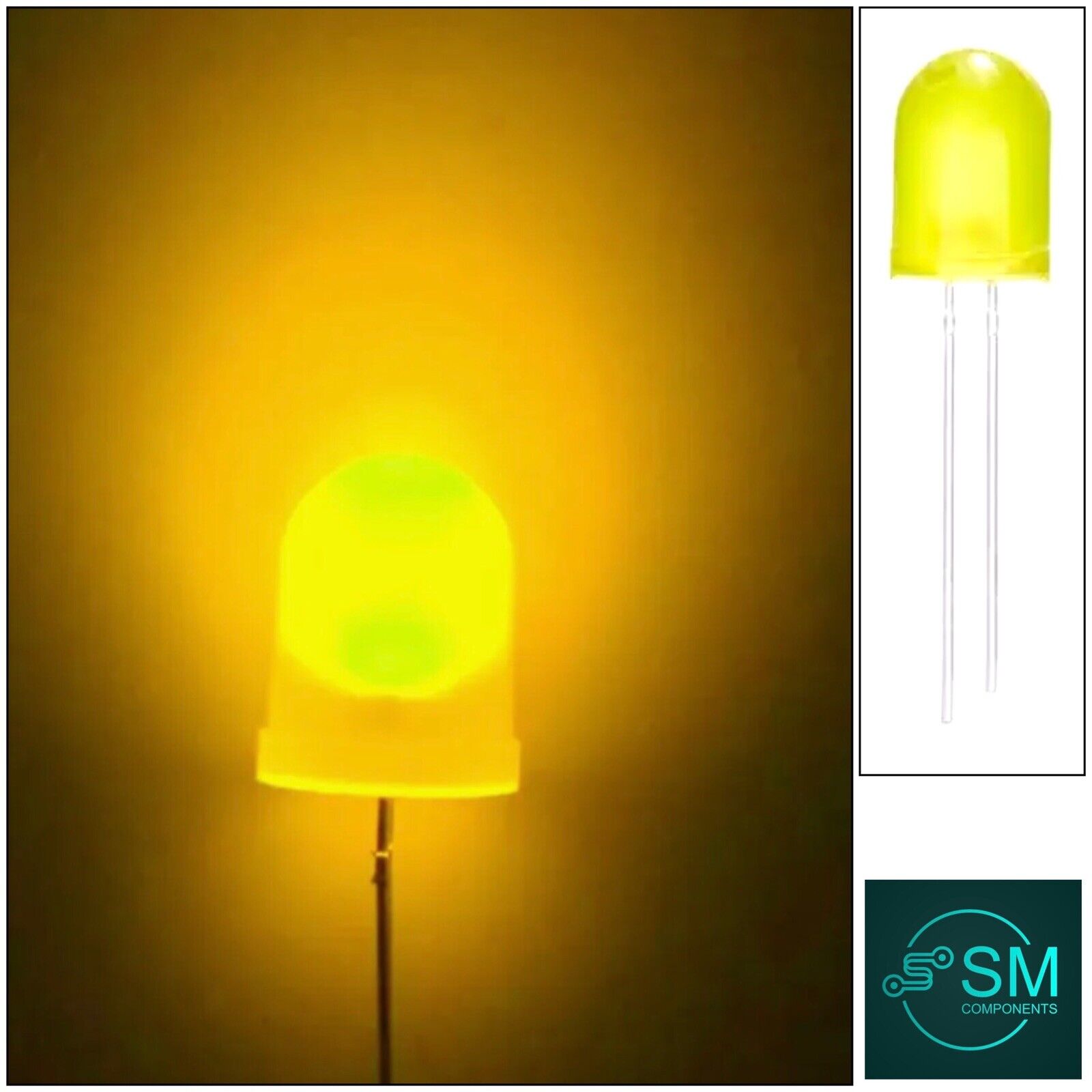 50pcs 10mm F10 Yellow Diffused LED Light Emitting Diode Super Bright L ...