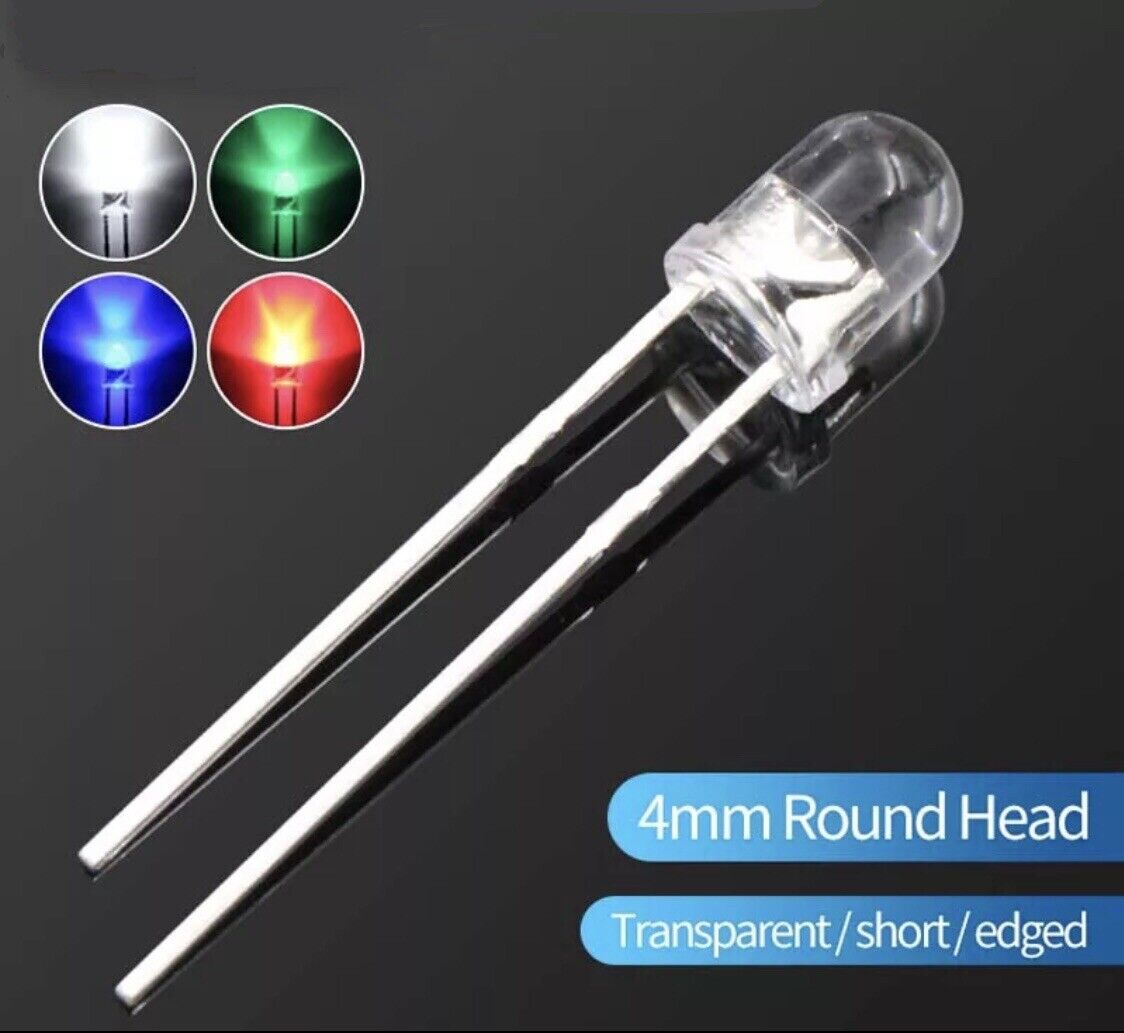 4MM BLUE LED Light Emitting DIY Led Diode Clear Round Head LED, WITH EDGE 460nm