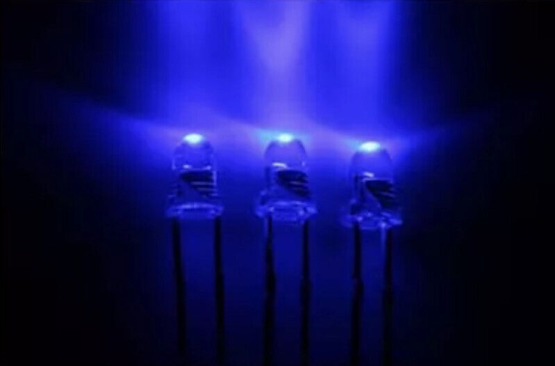 3mm BLUE BULLET HEAD CLEAR LED 100pcs Light Emitting Led Diode 465nm S ...