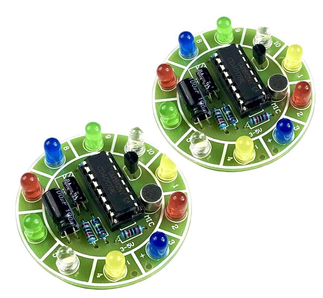 Rotating Led Kit 2 X KITS CD4017 Colorful Voice Control Rotating LED light kit Starter ...