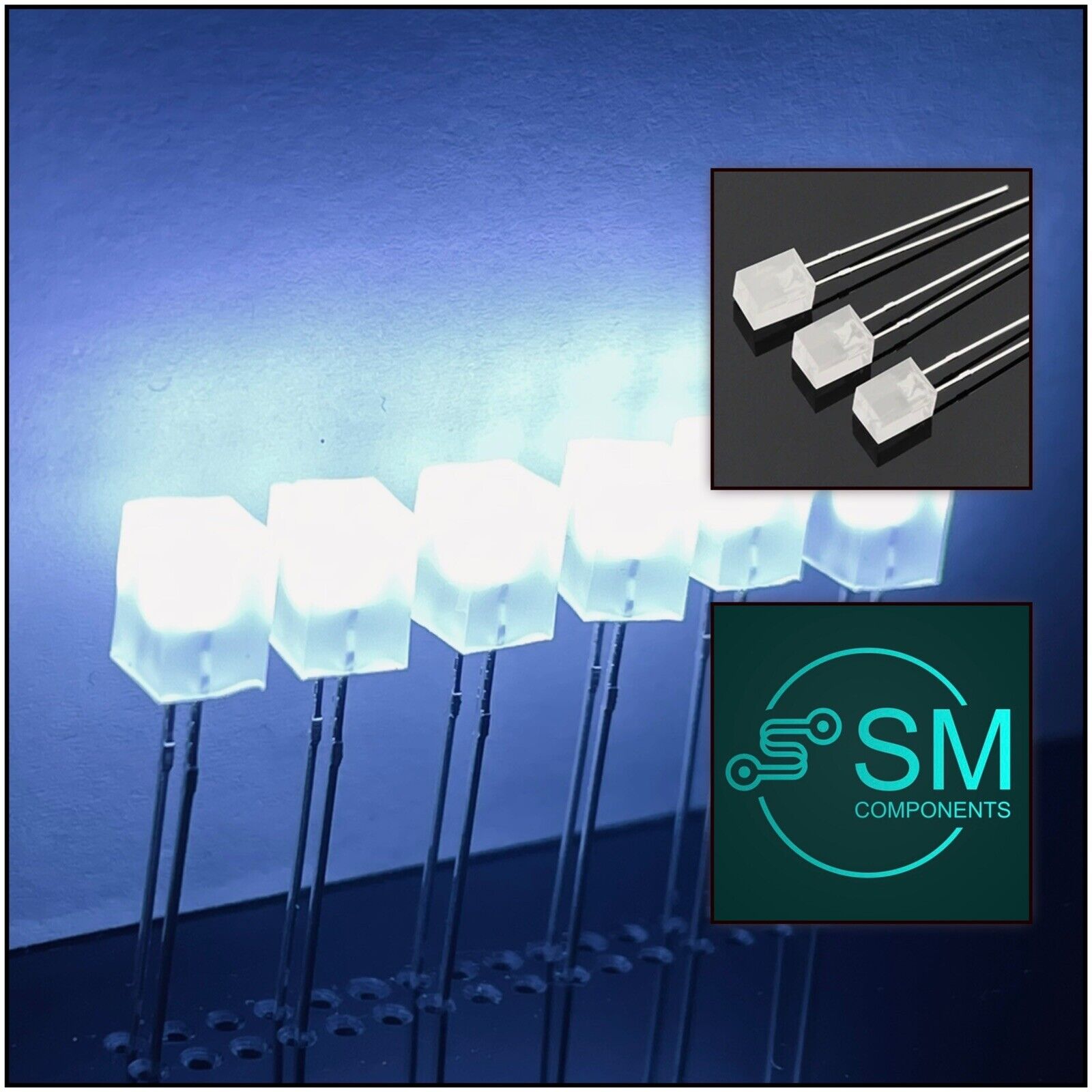 100pcs 5x5x7mm LEDS Diffused Resin Square COOL WHITE Led Light Emittin ...